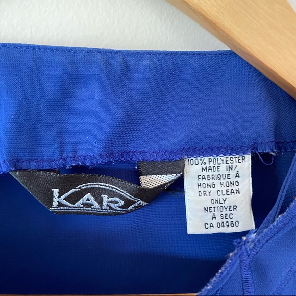 Vintage Navy Dark Blue Blouse with Leaf Embroidery Button up - Picture 7 of 10